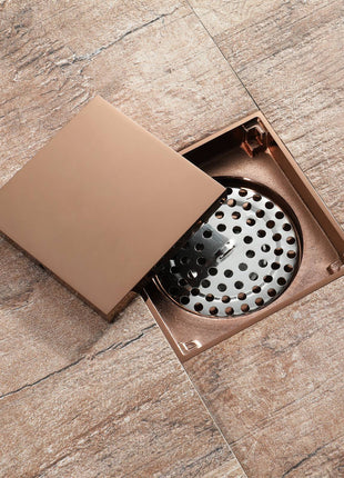 Rose Gold brass floor drain 4x4inch