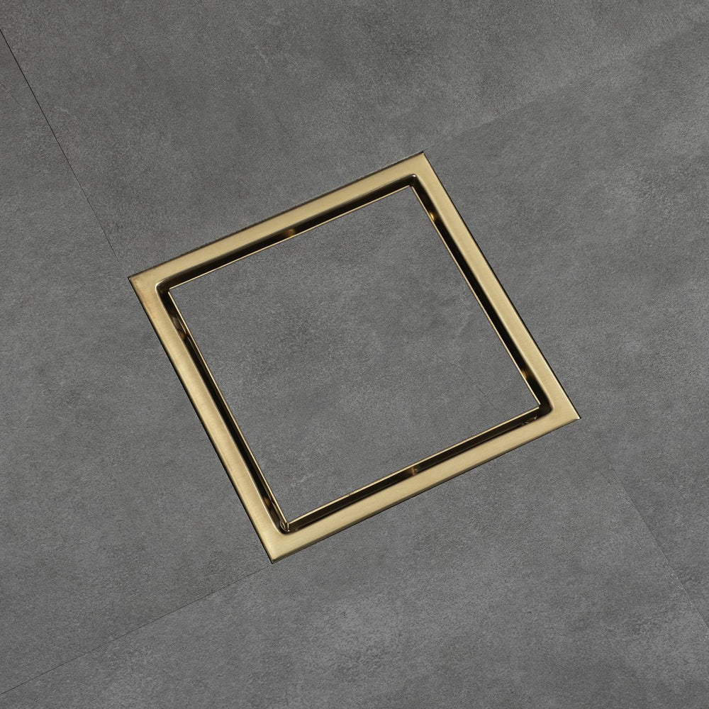 Brushed Gold stainless floor drain 6x6inch