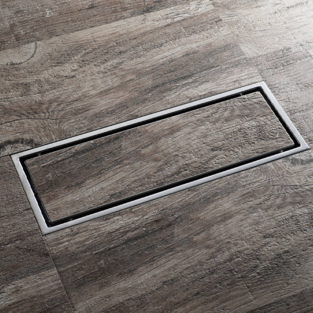 Brushed nickel stainless floor drain 11.8inch x 4.3 inch
