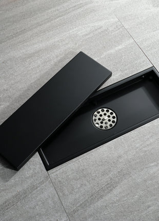 Matte Black stainless floor drain 11.8inch x 4.3 inch