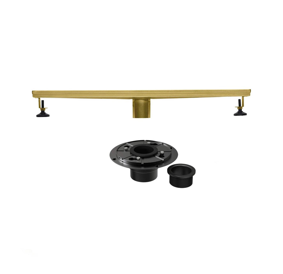 Brushed gold Linear shower drain stainless steel material 24 inch with tile insert 2-in-1 cover with hair strainer and adjustment feet