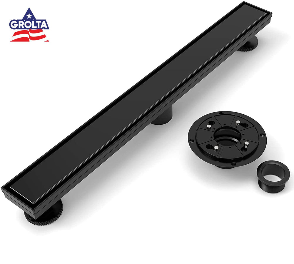 
                  
                    matte black Linear shower drain stainless steel material 24 inch with tile insert 2-in-1 cover with hair strainer and adjustment feet
                  
                