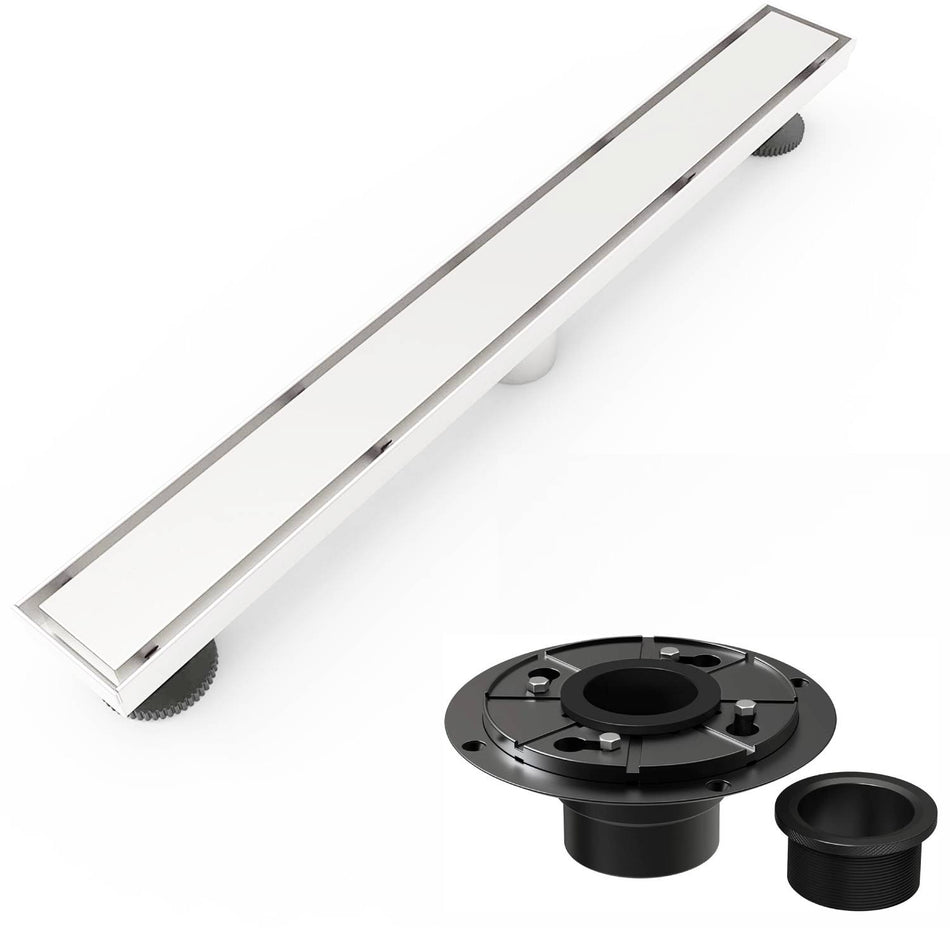 brushed nickel Linear shower drain stainless steel material 24 inch with tile insert 2-in-1 cover with hair strainer and adjustment feet