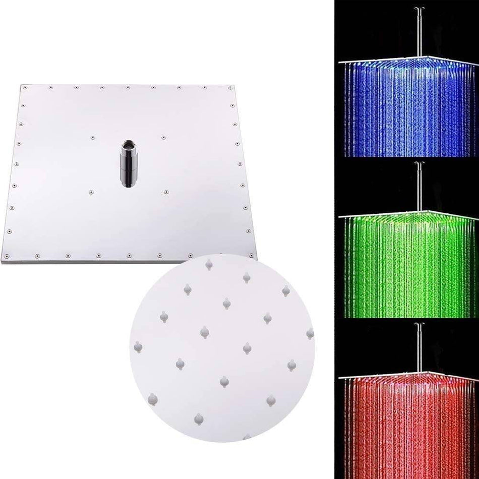 16inch LED 3 way digital thermostatic shower faucet with sliding bar and 4inch body jets