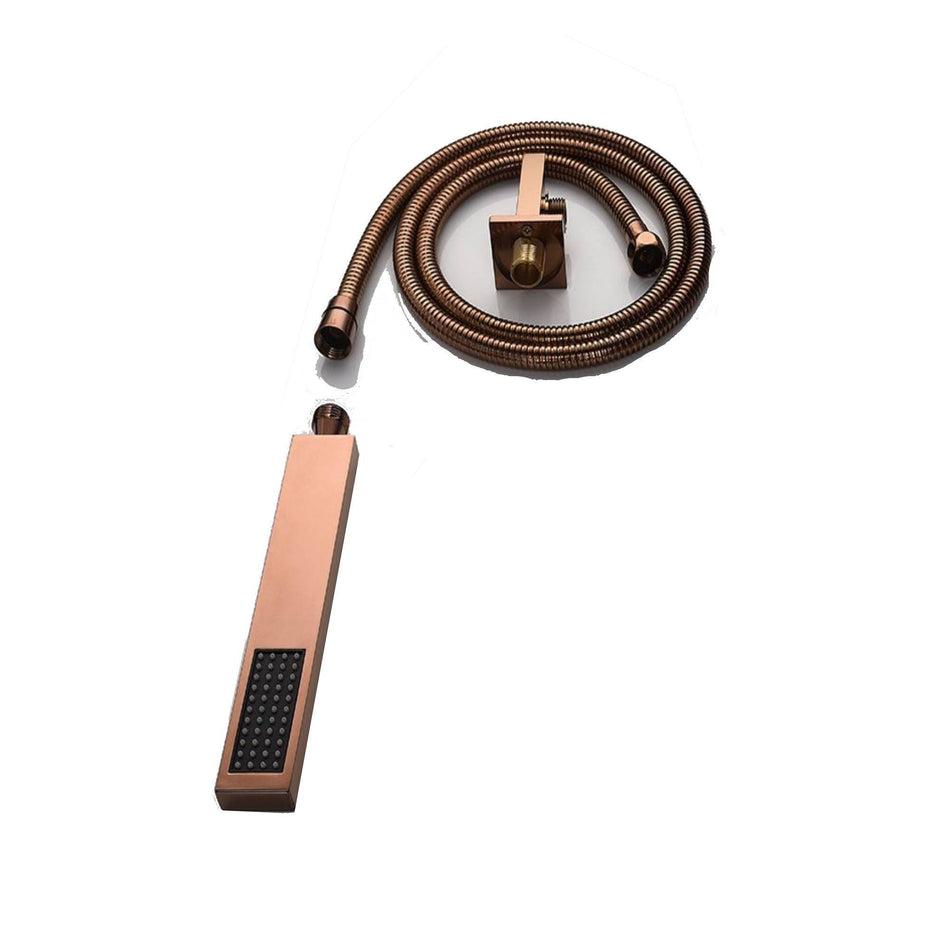 Rose Gold handheld shower with shower holder and hose
