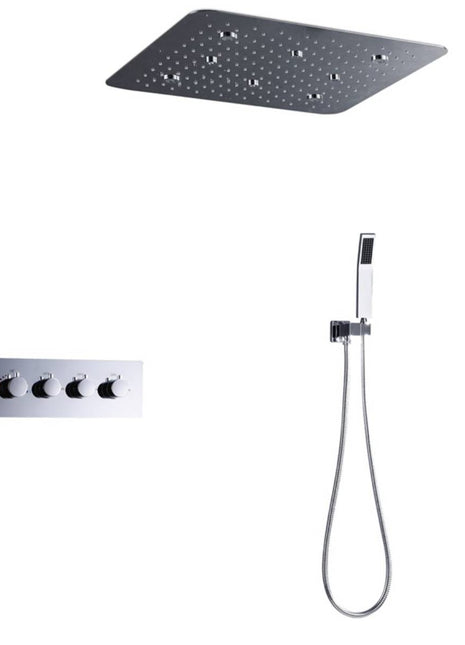 20 Inch LED Shower Head Set Rainfall Mist Thermostatic 3 Ways Diverter Valve / Bathroom Shower