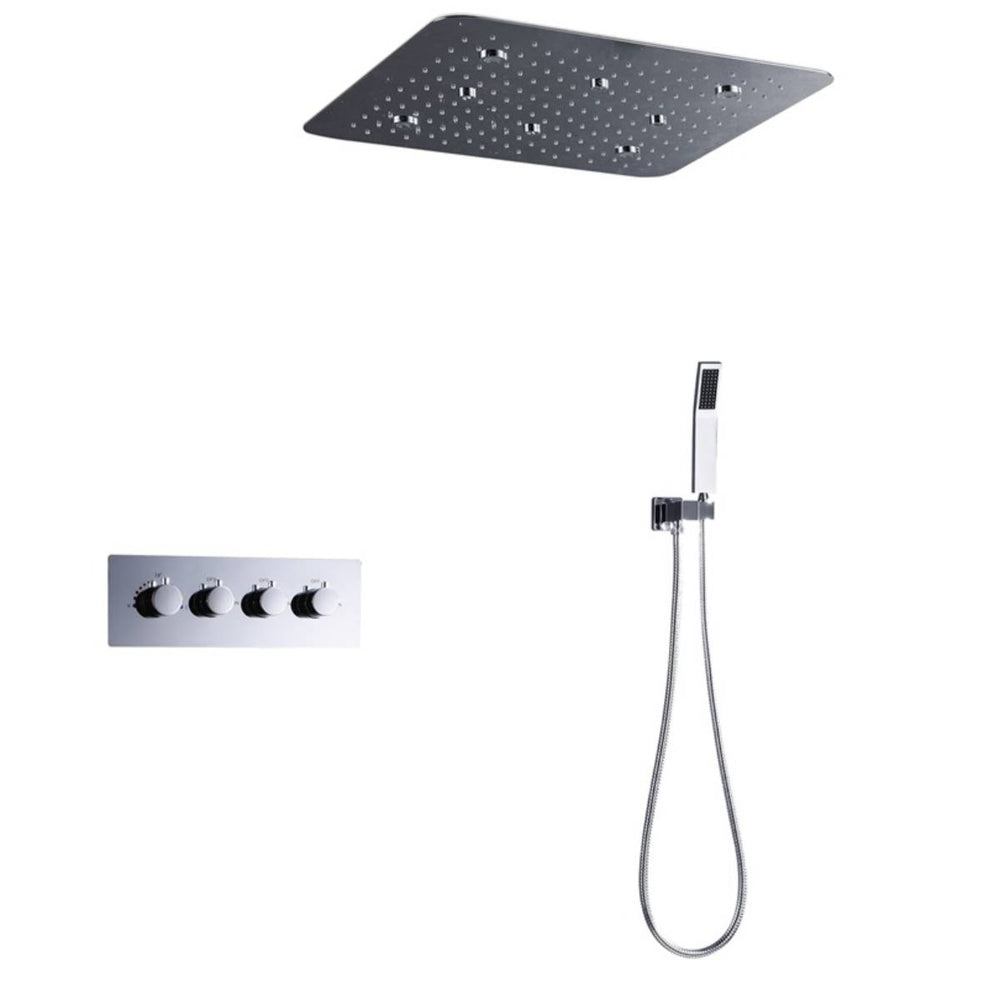 20 Inch LED Shower Head Set Rainfall Mist Thermostatic 3 Ways Diverter Valve / Bathroom Shower