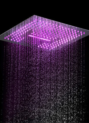 16inch 64 colors LED Chrome Flushed in Bluetooth Music  4 Way Thermostatic Shower Faucet with 4 Inch Body Jet