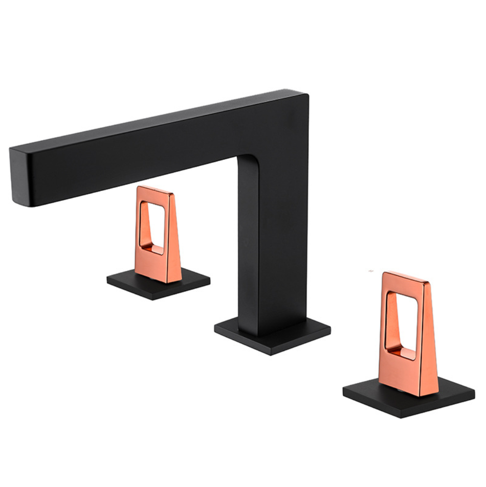 matte black bathroom sink faucet 2 handle 3 holes with pop up drain