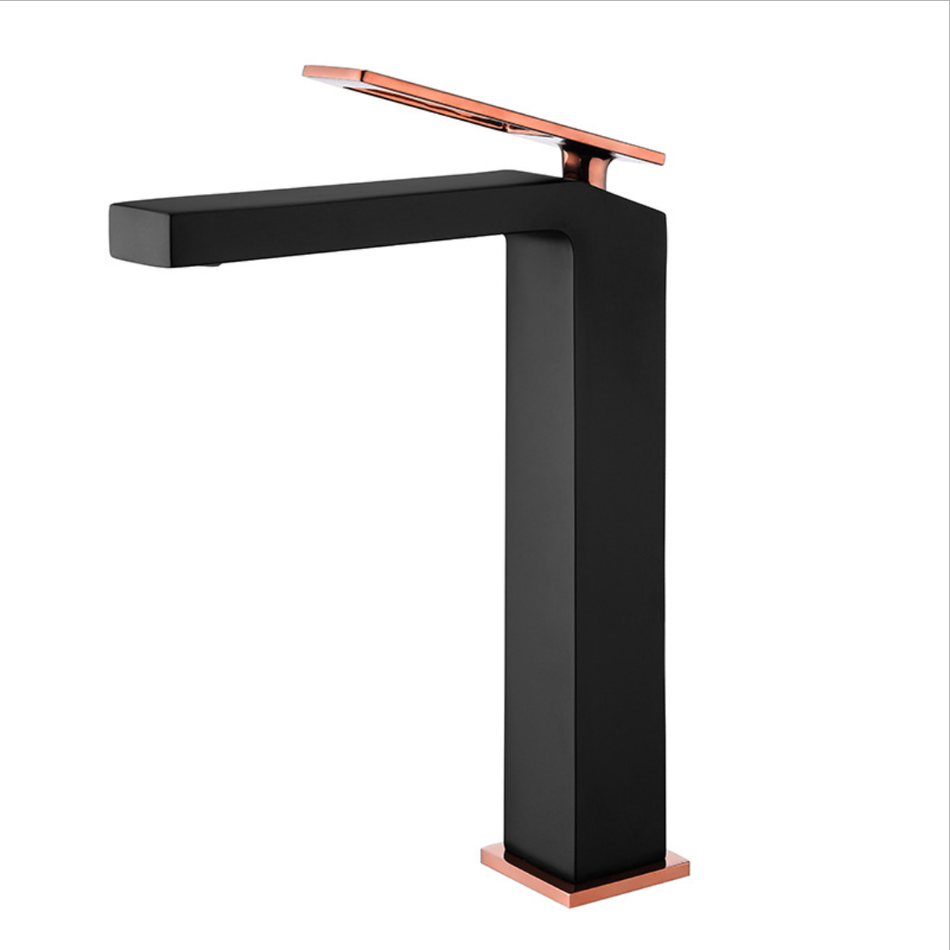 matte black single handle brass bathroom sink faucet with pop up overflow brass drain