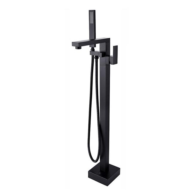 Matte Black Freestanding Single Handle Bathtub Faucet with Handheld Sprayer