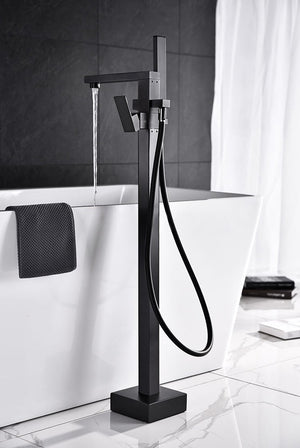 
                  
                    Matte Black Freestanding Single Handle Bathtub Faucet with Handheld Sprayer
                  
                