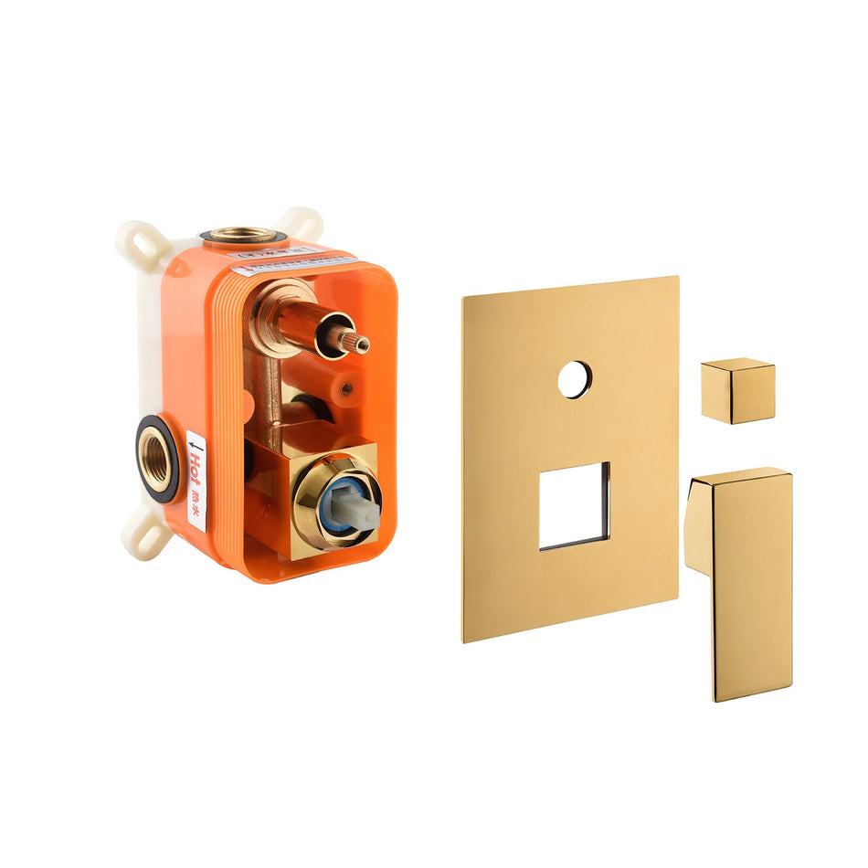 12 Inch Ceiling mounted Polished Gold Shower System Rough-in Valve Body and Trim