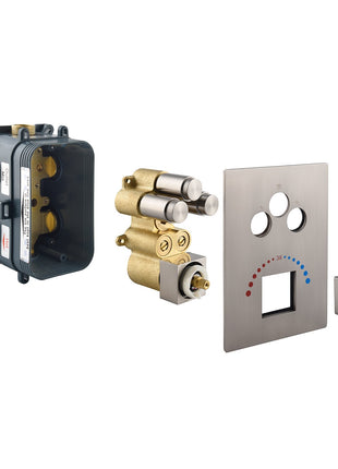 Brushed nickel 3-Way Thermostatic valve with trim and each function work at the same time and seperately