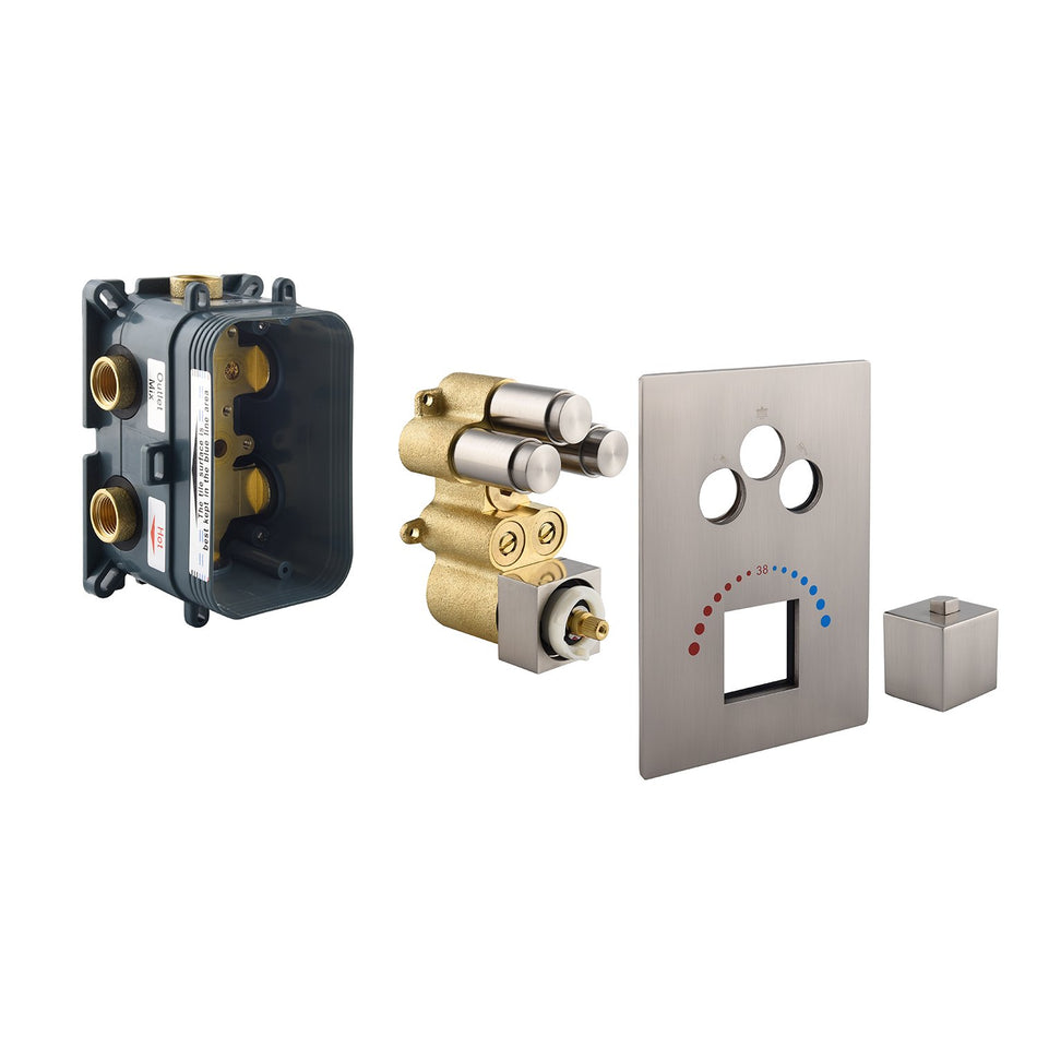 Brushed nickel 3-Way Thermostatic valve with trim and each function work at the same time and seperately