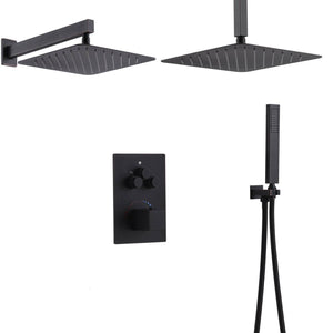 
                  
                    12inch non led light Ceiling Mounted Oil Rubbed Bronze 3 way thermostatic Shower Faucet System
                  
                