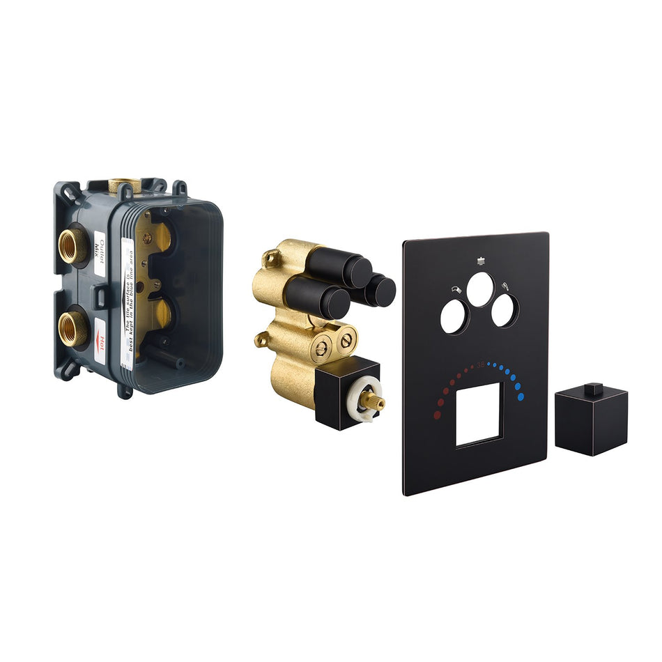 12 inch or 16 inch non LED Oil Rubbed Bronze (ORB) ceiling mounted  3 way thermostatic valve that each function run at the same time and separately