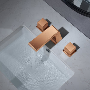 
                  
                    Rose Gold waterfall Deck mount bathroom sink faucet with overflow brass pop up drain
                  
                