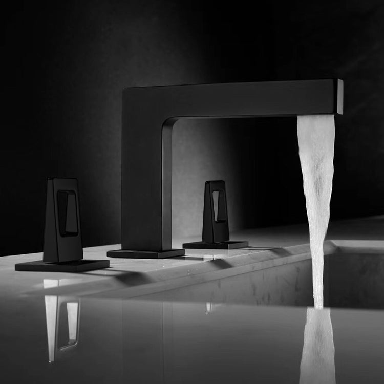 matte black bathroom sink faucet 2 handle 3 holes with pop up drain