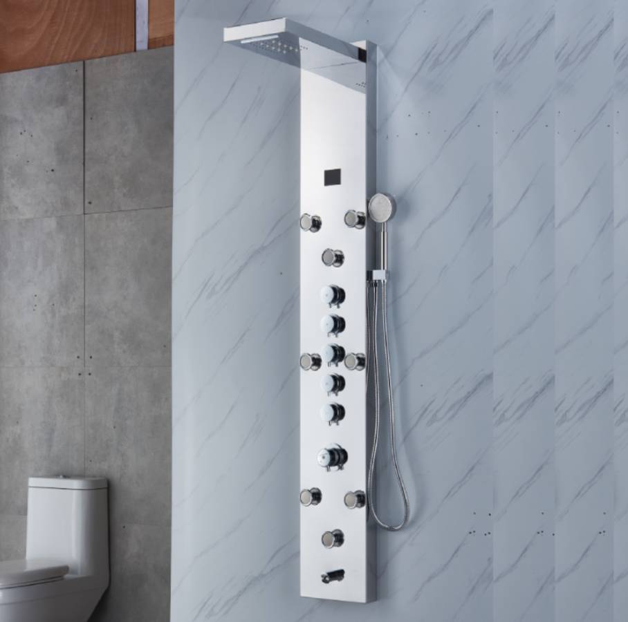 3 LED color Chrome Rain & Waterfall Tower Massage System each function work at the same time and separately