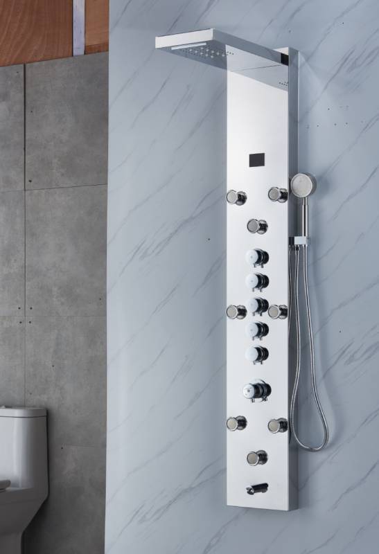 3 LED color Chrome Rain & Waterfall Tower Massage System each function work at the same time and separately