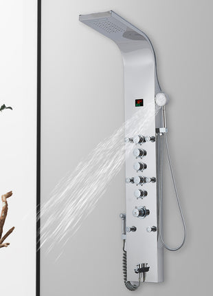 3 LED color Chrome 59'' Rain & Waterfall Tower Massage System each function work at the same time and separately