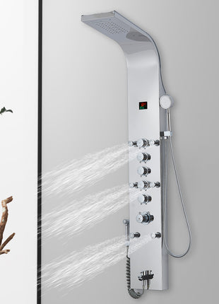 3 LED color Chrome 59'' Rain & Waterfall Tower Massage System each function work at the same time and separately