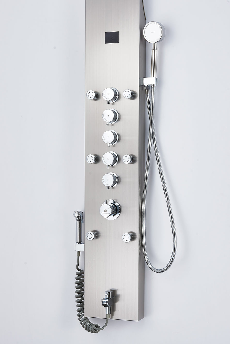 3 LED color Brushed nickel 59'' Rain & Waterfall Tower Massage System each function work at the same time and separately