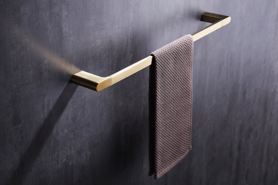 4-Piece Brass Polished Gold Bathroom Hardware Set Towel Bar Towel Ring Toilet Paper Holder Robe Hook Tower Holder,Wall Mounted