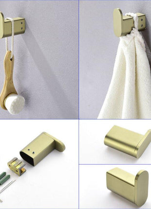 4-Piece Brass Brushed Gold Bathroom Hardware Set Towel Bar Towel Ring Toilet Paper Holder Robe Hook Tower Holder,Wall Mounted