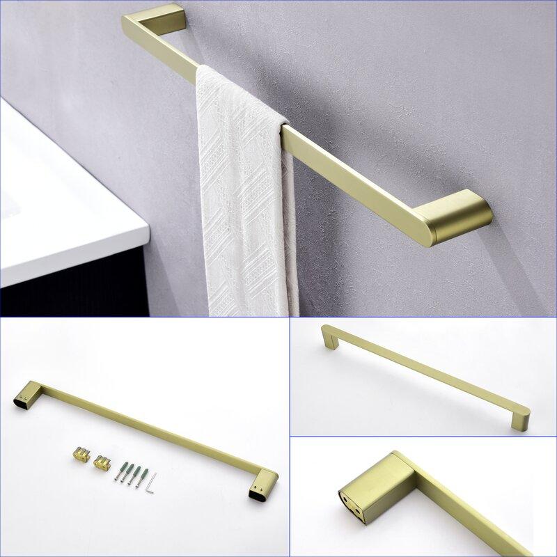4-Piece Brass Brushed Gold Bathroom Hardware Set Towel Bar Towel Ring Toilet Paper Holder Robe Hook Tower Holder,Wall Mounted