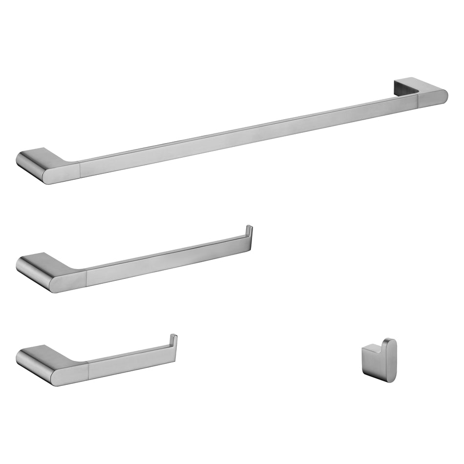 4-Piece Brass Brushed nickel Bathroom Hardware Set Towel Bar Towel Ring Toilet Paper Holder Robe Hook Tower Holder,Wall Mounted