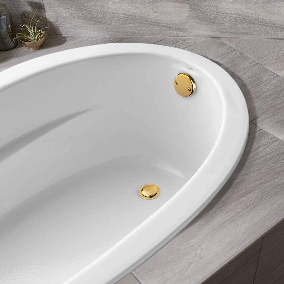 Polished Gold brass TUB drain with two holes overflow
