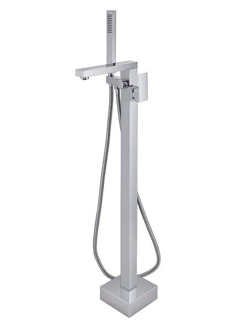 Chrome Floor Mount Bathtub Shower Faucet W/ Hand Shower Tub Filler Mixer Free Standing