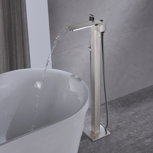 
                  
                    waterfall High quality Freestanding Bathtub Faucet Tub Filler Brushed Nickel Waterfall Floor Mount
                  
                