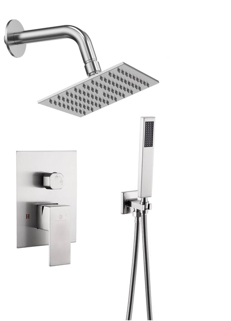 Regular shower head wall Mount Brushed Nickel Shower System Rough-in Valve Body and Trim
