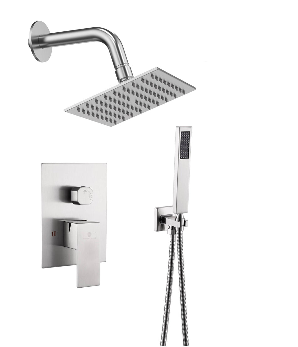 Regular shower head wall Mount Brushed Nickel Shower System Rough-in Valve Body and Trim