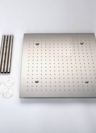 20 Inch Brushed nickel ceiling mount rainfall Mist shower systems 5 way thermostatic valve with 6 body jets and wall mount 6 inch regualr shower head