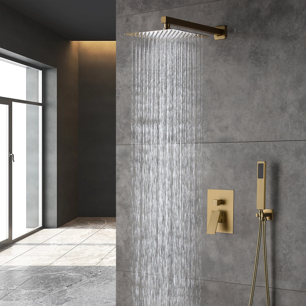 
                  
                    two way 12 Inch wall Mount Brushed Gold Pressure balance Shower System
                  
                