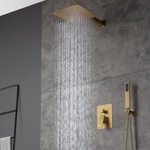 
                  
                    two way 12 Inch wall Mount Brushed Gold Pressure balance Shower System
                  
                