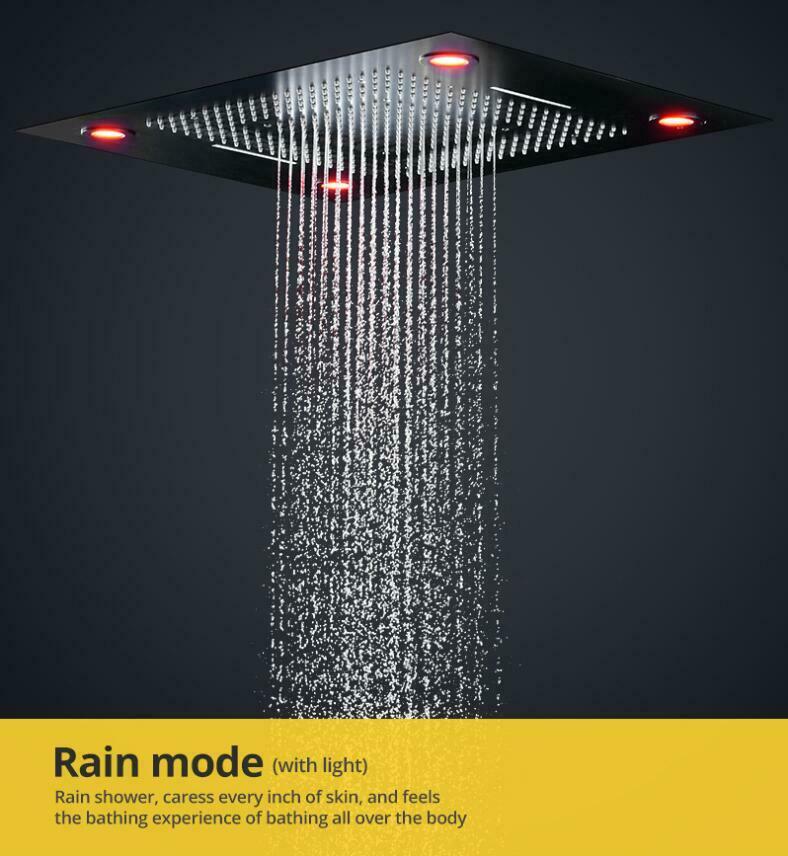 
                  
                    Flush in 31'' LED Matt Black Rainfall Shower Head Faucet 6 Massage Jet Body Sets Thermostatic Mixer Valve
                  
                