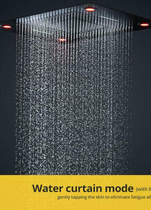 Flush in 31'' LED Matt Black Rainfall Shower Head Faucet 6 Massage Jet Body Sets Thermostatic Mixer Valve