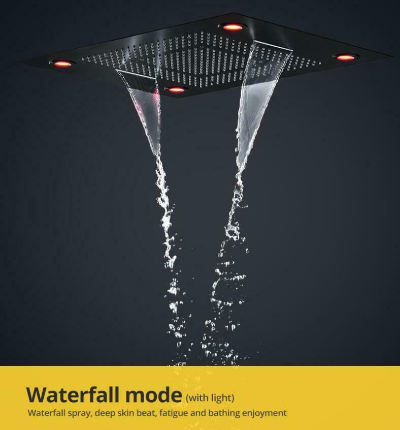 
                  
                    Flush in 31'' LED Matt Black Rainfall Shower Head Faucet 6 Massage Jet Body Sets Thermostatic Mixer Valve
                  
                