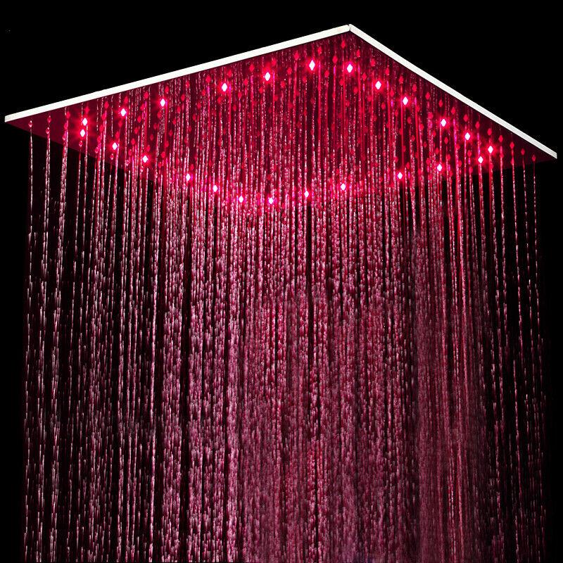 
                  
                    20inch 3 LED colors Ceiling Mounted Chrome Rainfall Shower Faucet with Hand Shower Mixer Tap
                  
                