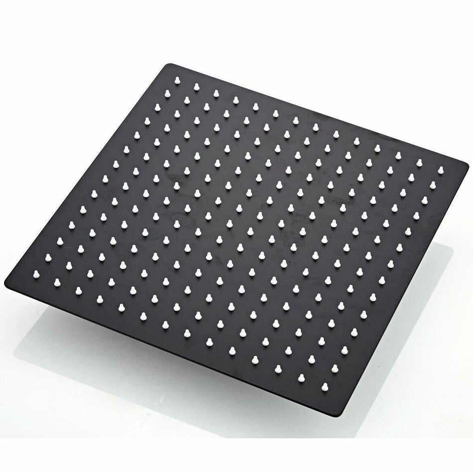 Matte Black 16-inch Square Rain Shower Head Top Over Shower Head