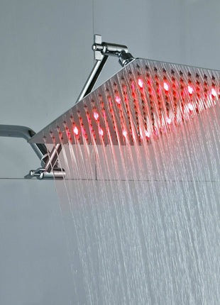 8inch brass Chrome LED Square Rainfall Shower head W/11’’Adjustable Extension Arm