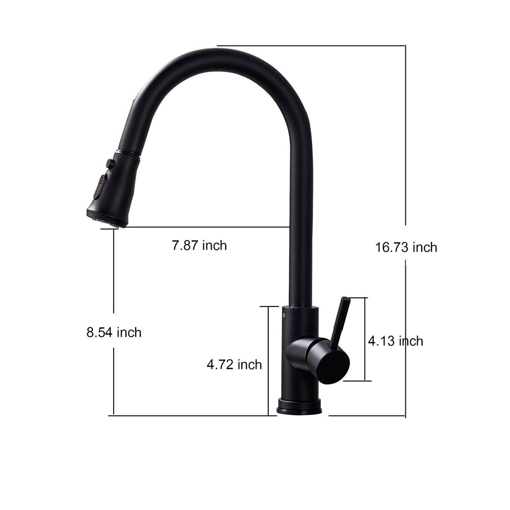 
                  
                    Matte Black Pull Out Spray Kitchen Sink Faucet Commercial Swivel Tap W/Plate
                  
                