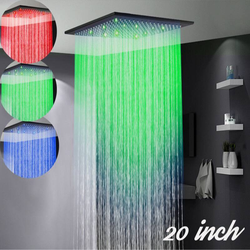 20'' Oil Rubbed Bronze LED Shower Head Ceiling Mounted Rain Large