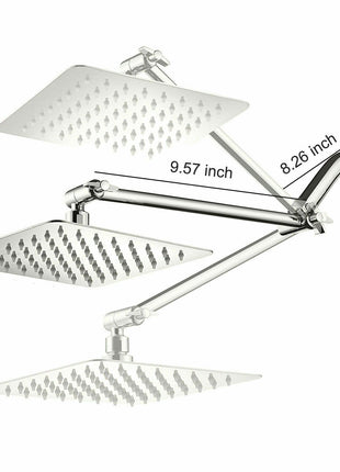 8inch brass Chrome LED Square Rainfall Shower head W/11’’Adjustable Extension Arm