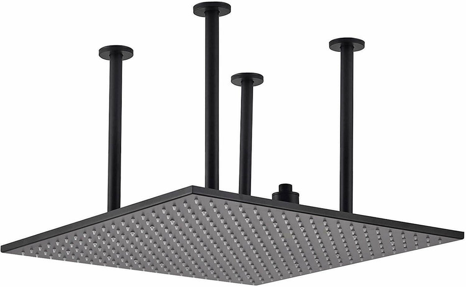 24'' Rainfall Bathroom Shower Head Brass Square Ceiling Mount Matte Black
